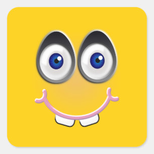 toothy smile - yellow square sticker