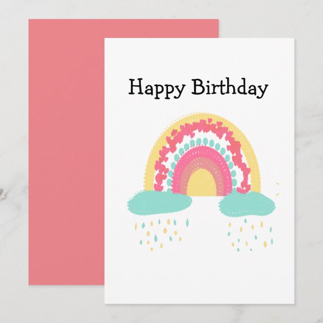 Tootsie Fruity Rainbow Happy Birthday  Invitation (Front/Back)