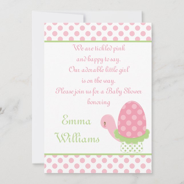 Tootsie Turtle Baby Shower Invitation 5" x 7" (Front)
