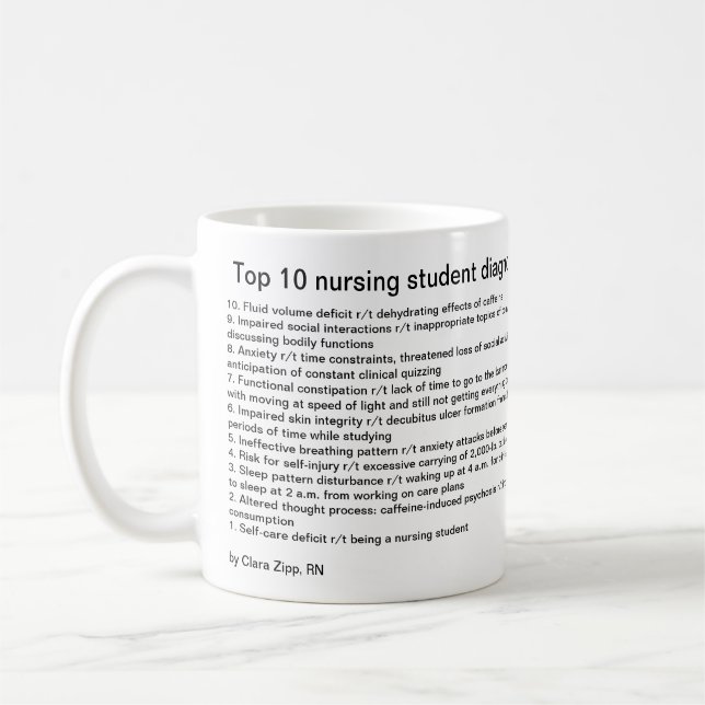 Top 10 nursing student diagnoses coffee mug (Left)