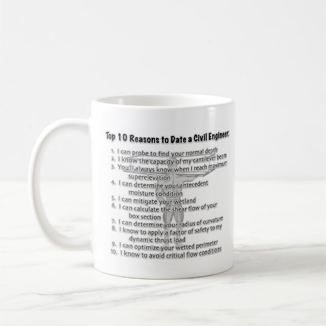 Top 10 Reasons to Date a Civil Engineer Coffee Mug (Left)