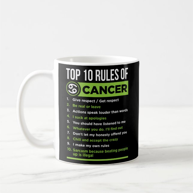 Top 10 Rules Of Cancer Zodiac Facts Traits Horosco Coffee Mug (Left)