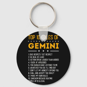 Top 10 Rules Of Gemini May 21 June 21 Zodiac Key Ring