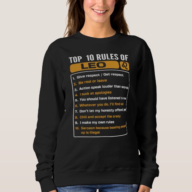 Top 10 Rules Of Leo, Leo Facts Traits (Front)