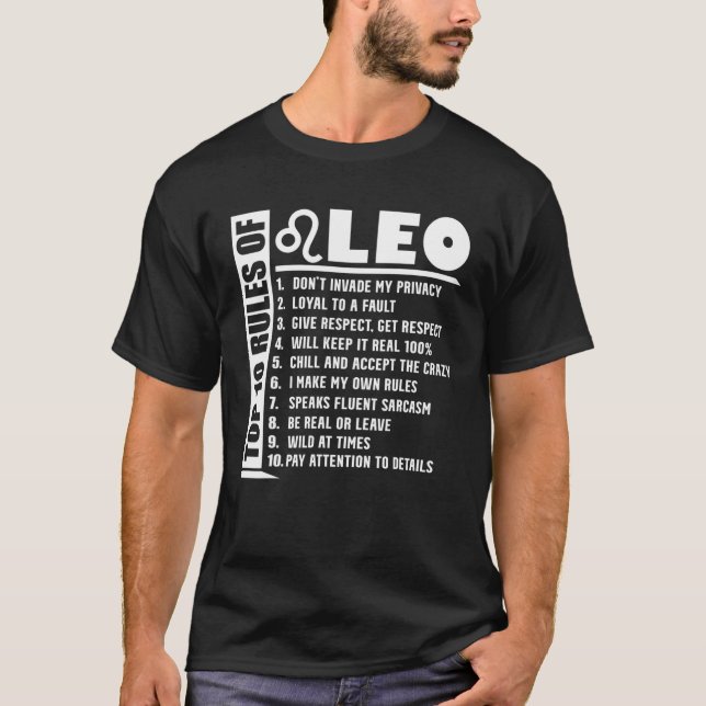 Top 10 Rules Of Leo Zodiac Sign Funny (Front)