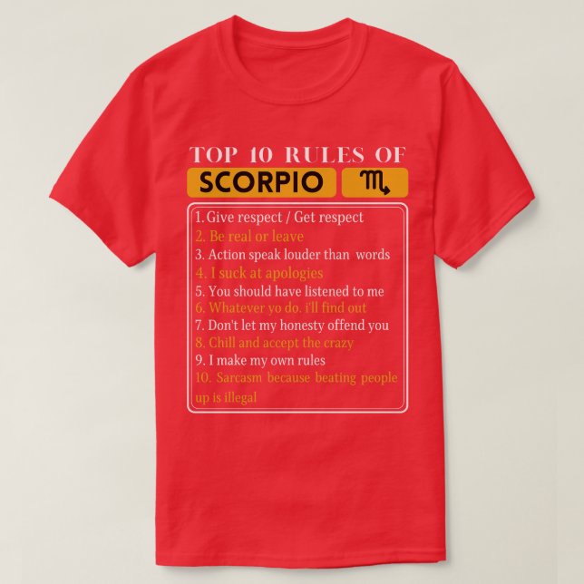 Top 10 rules of Scorpio Funny Scorpio Facts Zodiac (Design Front)