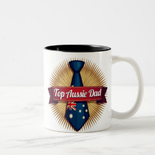 Top Aussie Dad Patriotic Australian Father's Day Two-Tone Coffee Mug