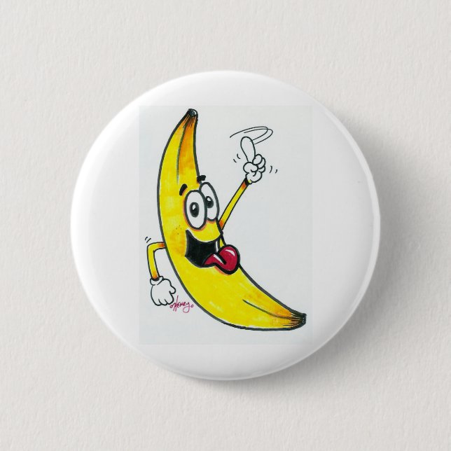 Top Banana, dancing banana cartoon 6 Cm Round Badge (Front)