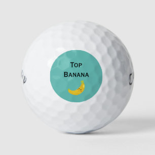 Top Banana Smiling Emoji Custom Text Golf Balls
