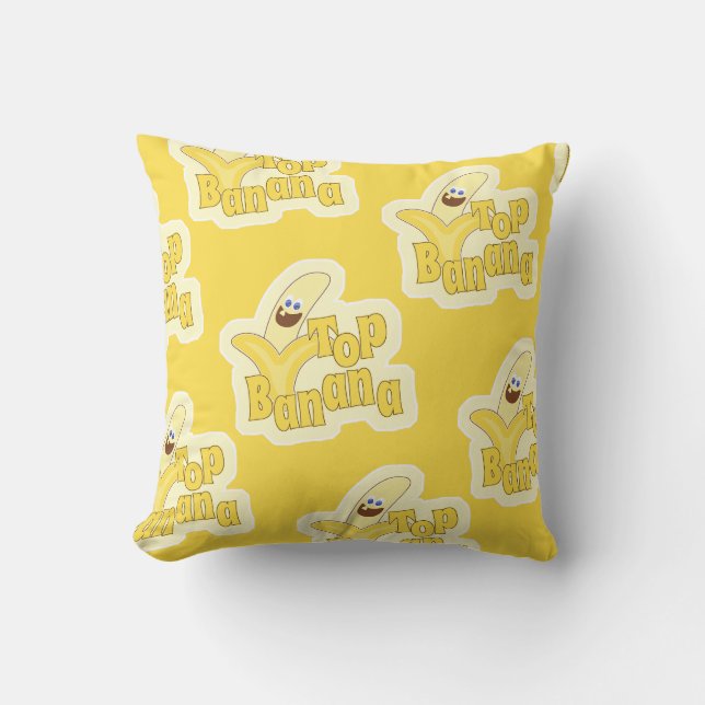 Top Banana Yellow Motivational Winner Pattern Cushion (Front)