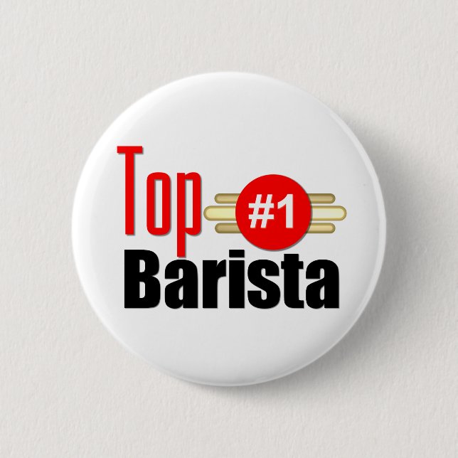 Top Barista 6 Cm Round Badge (Front)