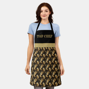"Top Chef" Marbleised Decorative Black Gold Apron