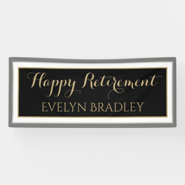 Top choice!Happy retirement banner in black & gold (Horizontal)
