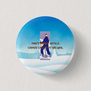 TOP Cross Country Ski Girl 3 Cm Round Badge