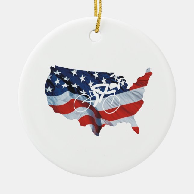 TOP Cycling in the USA Ceramic Tree Decoration (Front)