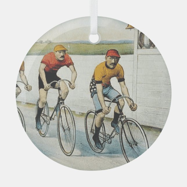 TOP Cycling Old School Glass Ornament (Front)