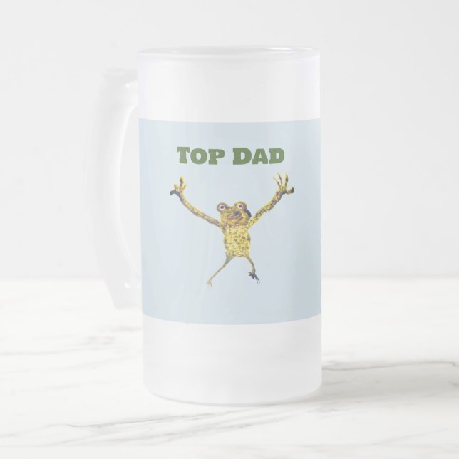 Top Dad Funny Animal Frosted Glass Beer Mug (Front Left)