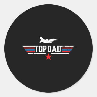 Top Dad Top Movie Gun Jet Father'S Day Classic Round Sticker