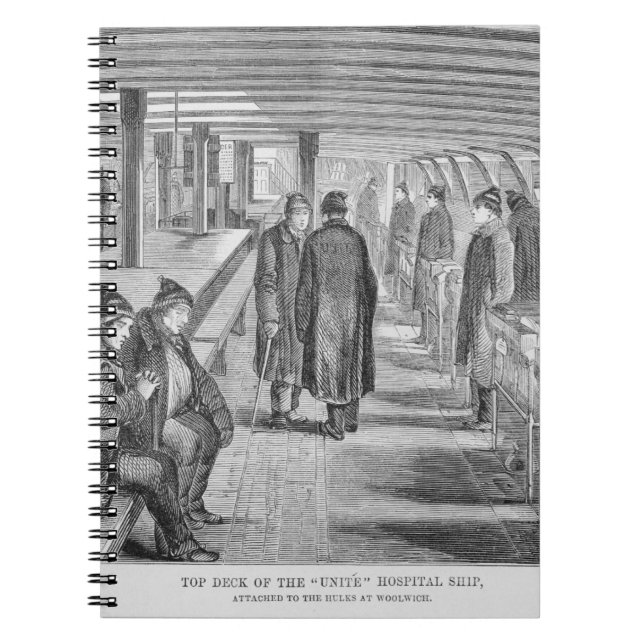 Top Deck of the 'Unite' Hospital Ship Attached to Notebook (Front)