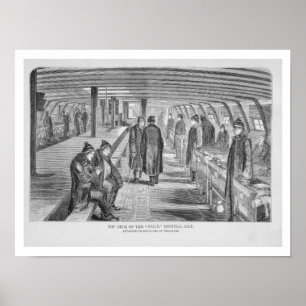 Top Deck of the 'Unite' Hospital Ship Attached to Poster