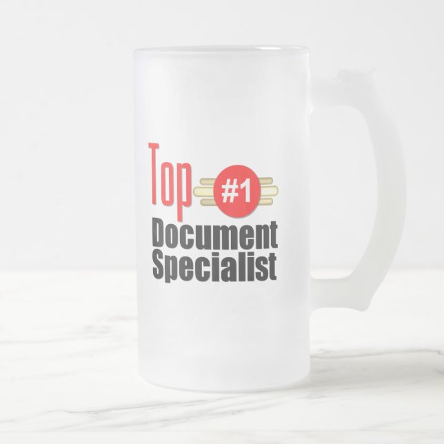 Top Document Specialist Frosted Glass Beer Mug (Right)