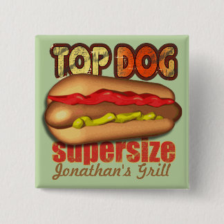 Top Dog Hotdog Personalised 15 Cm Square Badge