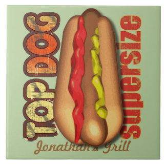 Top Dog Hotdog Personalised Tile