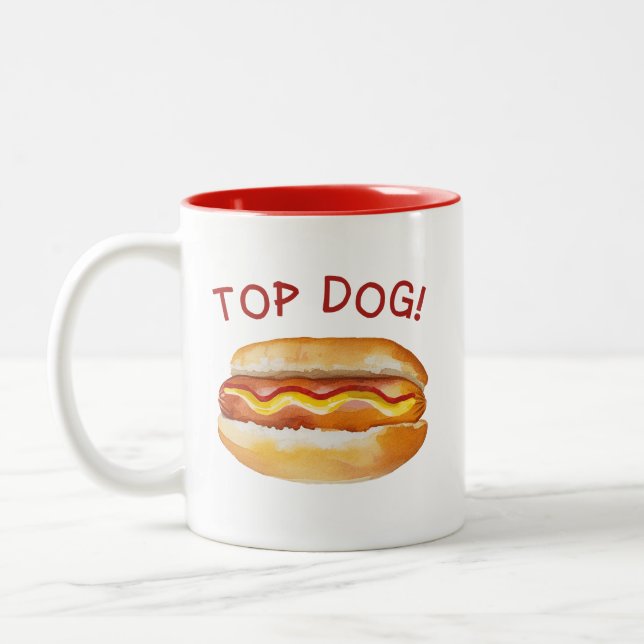 Top Dog Summer Cookout Coffee Mug – Funny Hot Dog  (Left)