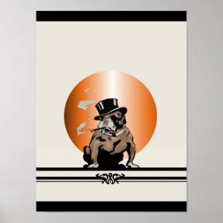 Top Dog Vintage Bulldog with Cigar and Top Hat Poster