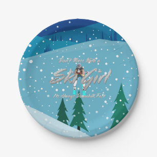 TOP Don't Mess With a Ski Girl Paper Plate