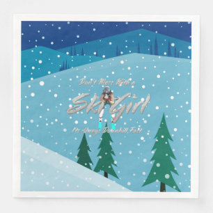 TOP Don't Mess With Ski Girl Napkin