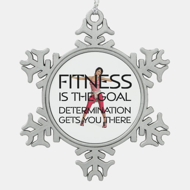 TOP Fitness Goal Snowflake Pewter Christmas Ornament (Front)