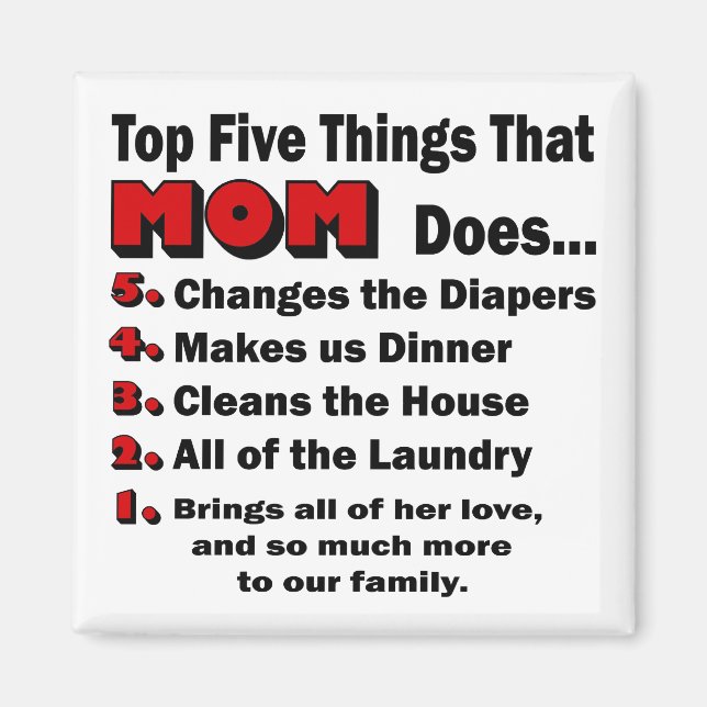 Top Five Things That Mum Does Magnet (Front)