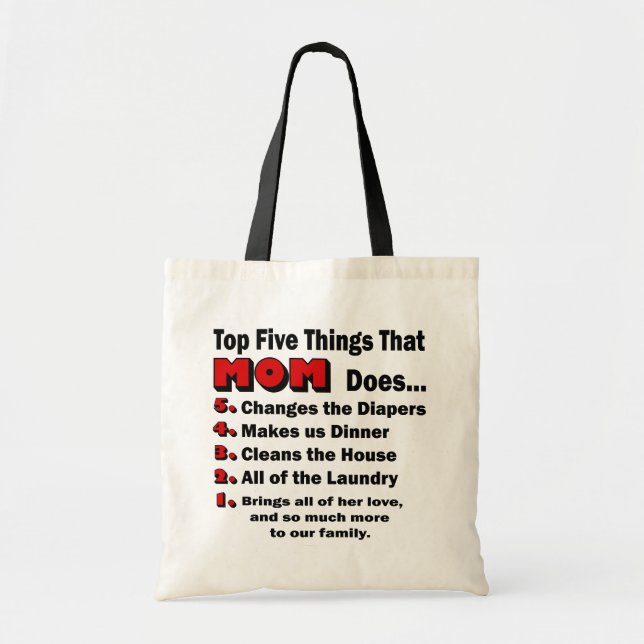 Top Five Things That Mum Does Tote Bag (Front)