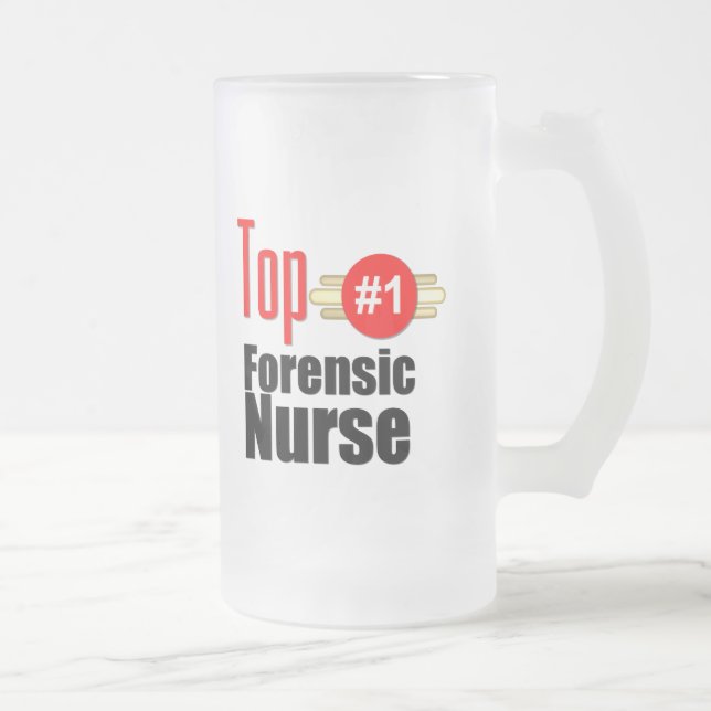 Top Forensic Nurse Frosted Glass Beer Mug (Right)