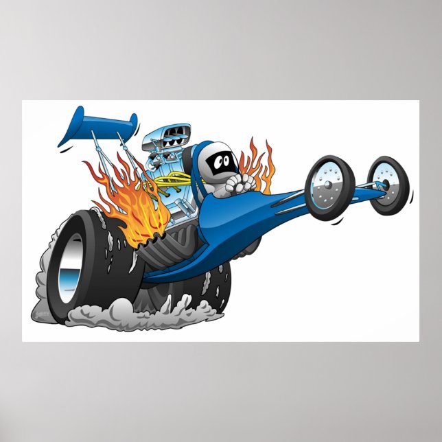 Top Fuel Dragster Cartoon Poster (Front)