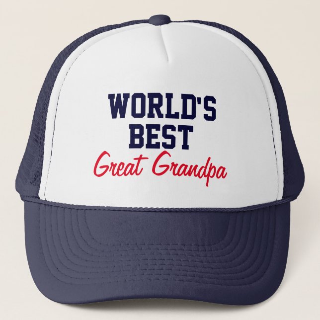 Top Gift!! World's best great grandpa cap/ hat (Front)