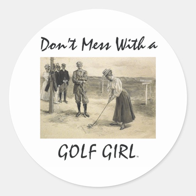 TOP Golf Girl Classic Round Sticker (Front)