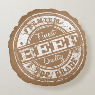 Top Grade Beef - Dark Colours Round Cushion