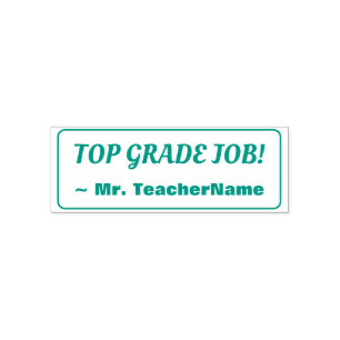 "TOP GRADE JOB!" + Custom Educator Name Self-inking Stamp