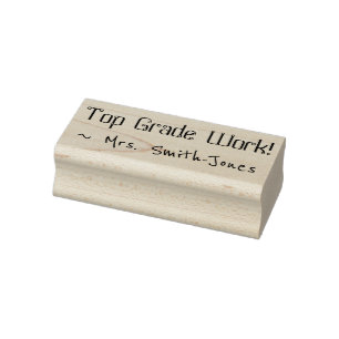 "Top Grade Work!" + Teacher's Name Rubber Stamp