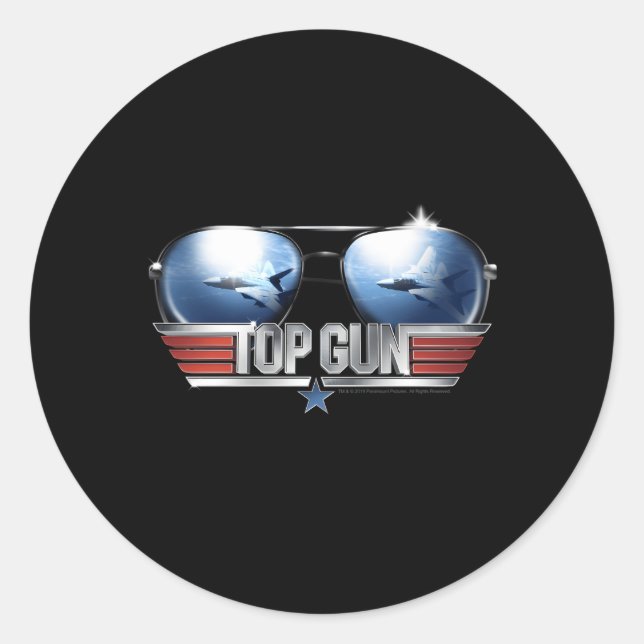 Top Gun Aviator Sunglasses Reflection Classic Round Sticker (Front)