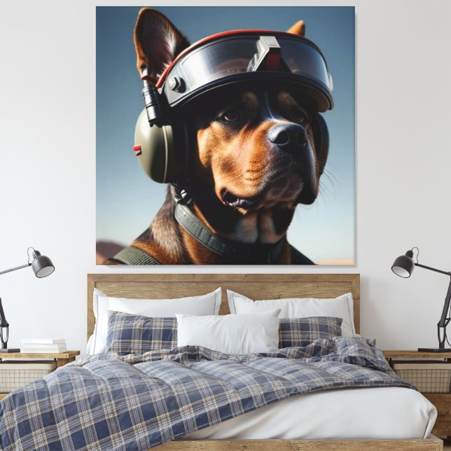 TOP GUN DOG PILOT ART PRINT (Insitu(Bedroom))