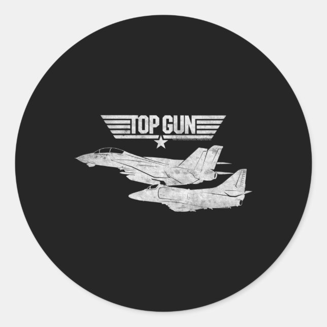 Top Gun White Planes Classic Round Sticker (Front)