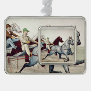 TOP Harness Racing Silver Plated Framed Ornament