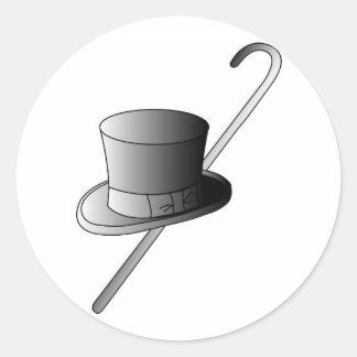 Top Hat and Cane Classic Round Sticker