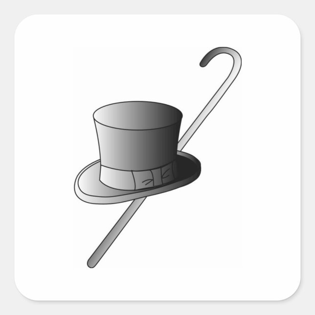 Top Hat and Cane Square Sticker (Front)