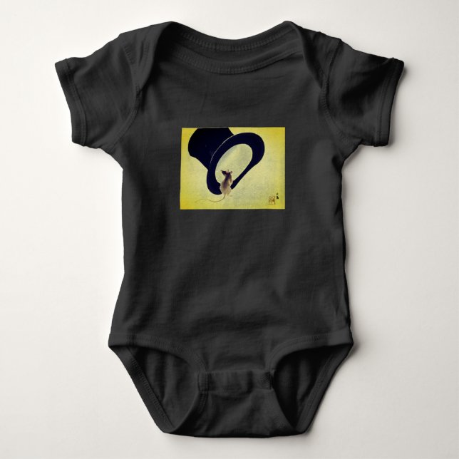 Top HAT AND MOUSE WITH BABY BODYSUIT CUSTOM NAME (Front)