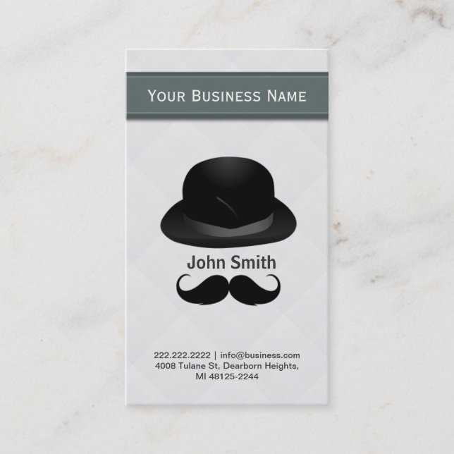 Top hat and moustache business card (Front)