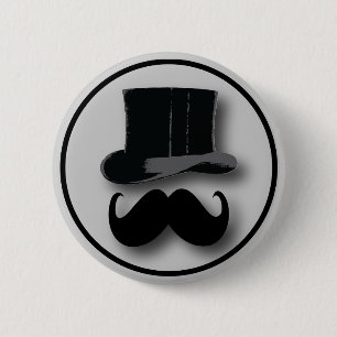 Top Hat and Moustache Button
